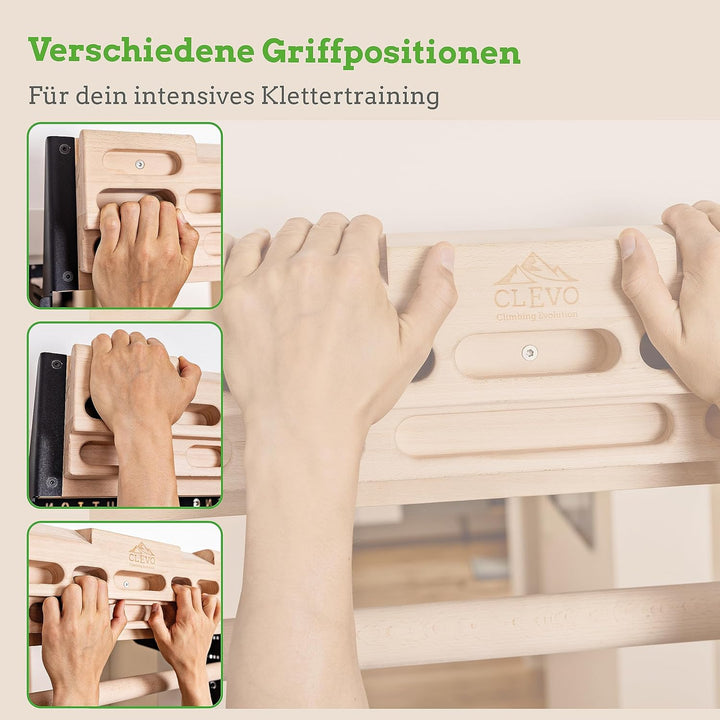 Clevo - Hangboard für Kletten und Bouldern - Climbing Trainingsboard Hangboard Klettern Aufhängung f