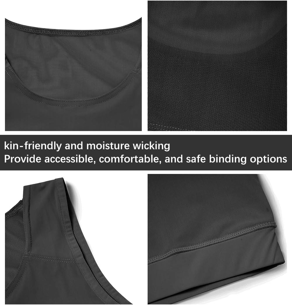 Idtswch Brustbinder für Transgender Brustbinder Half Ftm Binder Brust Kompressions-BH S Schwarz, S S
