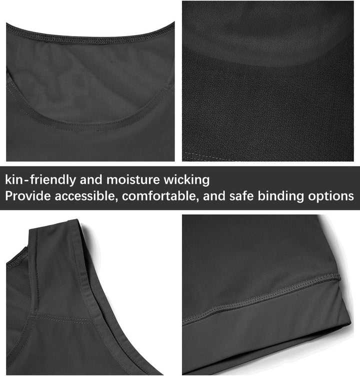 Idtswch Brustbinder für Transgender Brustbinder Half Ftm Binder Brust Kompressions-BH S Schwarz, S S