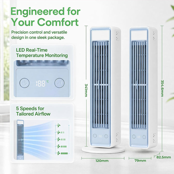 Mobiler Luftkühler Extrem Leise, Tragbare Klimaanlage für Schlafzimmer, Ventilator ohne Flügel mit N