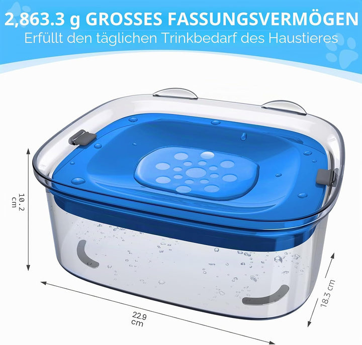 Heouvo Hunde Wassernapf ohne Verschütten, Knapp 2.5L Grosser Auslaufsicherer Hundenapf, Anti-Spritz