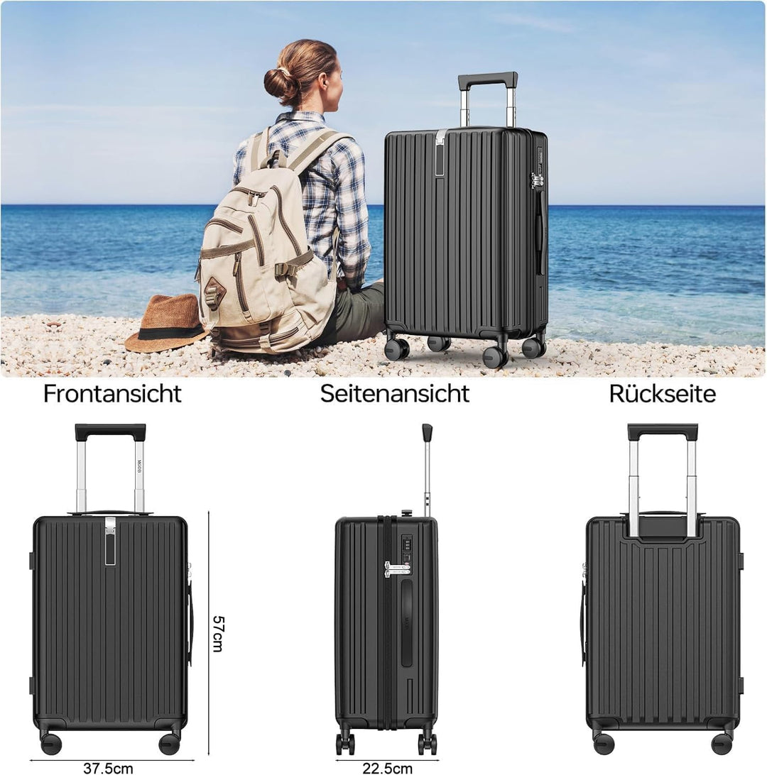 MGOB Koffer Handgepäck Hartschalen in Polycarbonat Reisekoffer mit 4 Rollen und Haken | 55x37x22cm |
