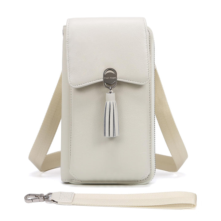 Pearl Angeli Weiches Echtes Leder Handy Umhängetasche - Handytasche Geldbörse Damen RFID Schutz klei