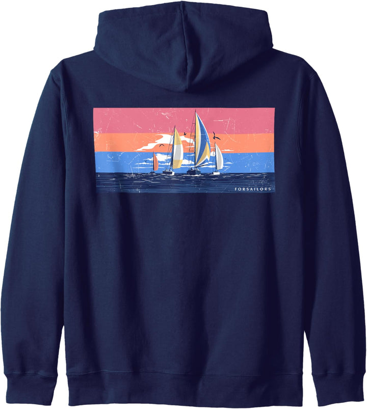Segelboote Sonnenuntergang Kapuzenjacke