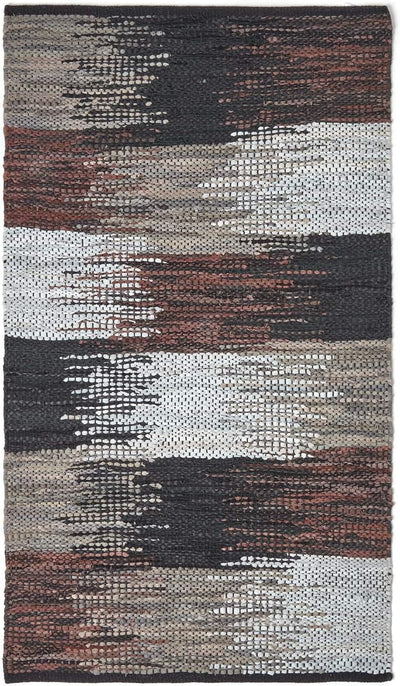 Homescapes Teppich/Bettvorleger aus 100% recyceltem Leder, Cutshuttle-Lederteppich 90 x 150 cm, schw