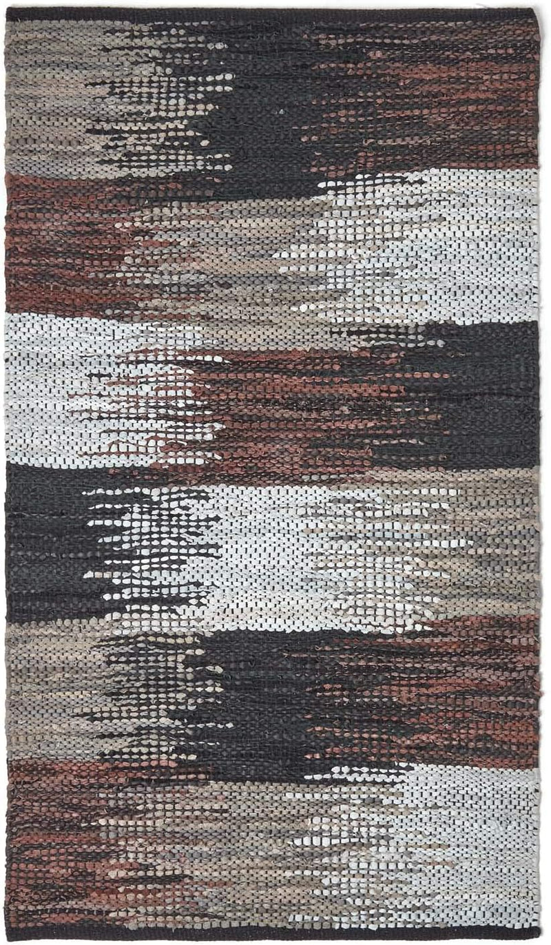 Homescapes Teppich/Bettvorleger aus 100% recyceltem Leder, Cutshuttle-Lederteppich 90 x 150 cm, schw