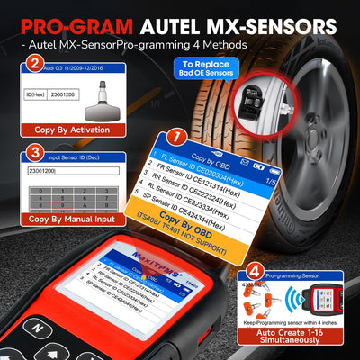 Autel MaxiTPMS TS508, Professional für Aktivieren/Neulernen Aller Sensoren, TPMS Reset, TPMS Program