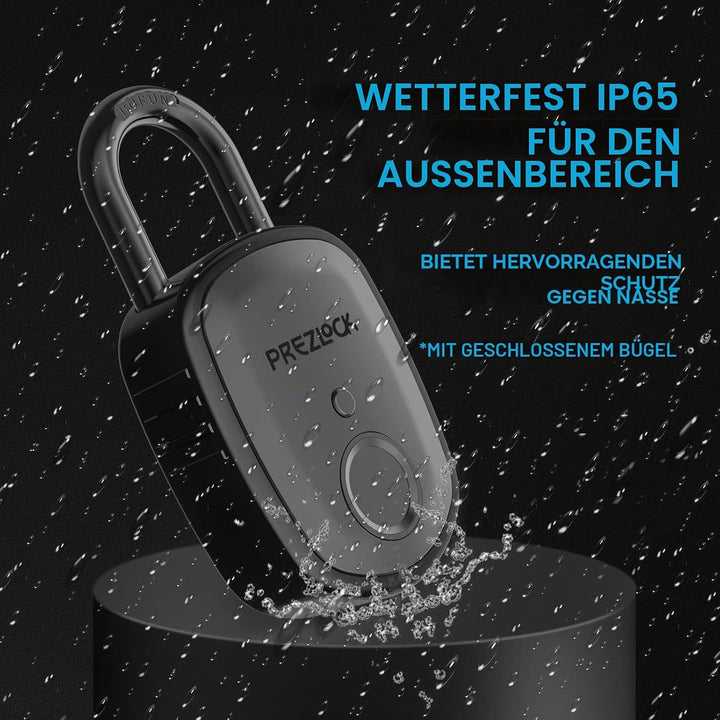 Fingerabdruck-Vorhängeschloss mit Schlüssel-Backup, 2 Schlüssel, Prezlock, geeignet für den Aussenbe