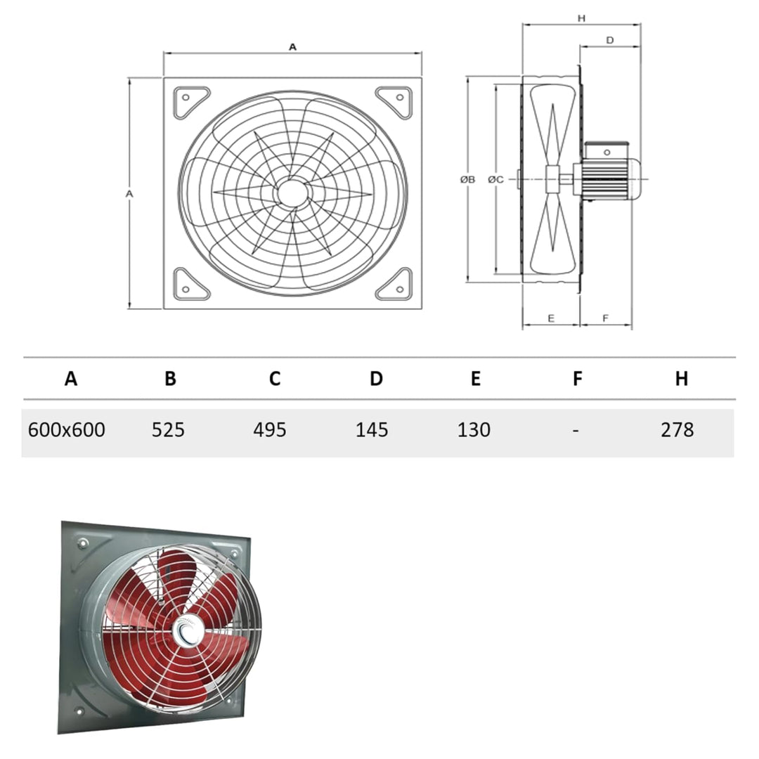 Uzman-Versand 500mm Wandventilator Industrie Axial Wand Gebläse Lüfter Ventilator Wandgebläse Wandlü