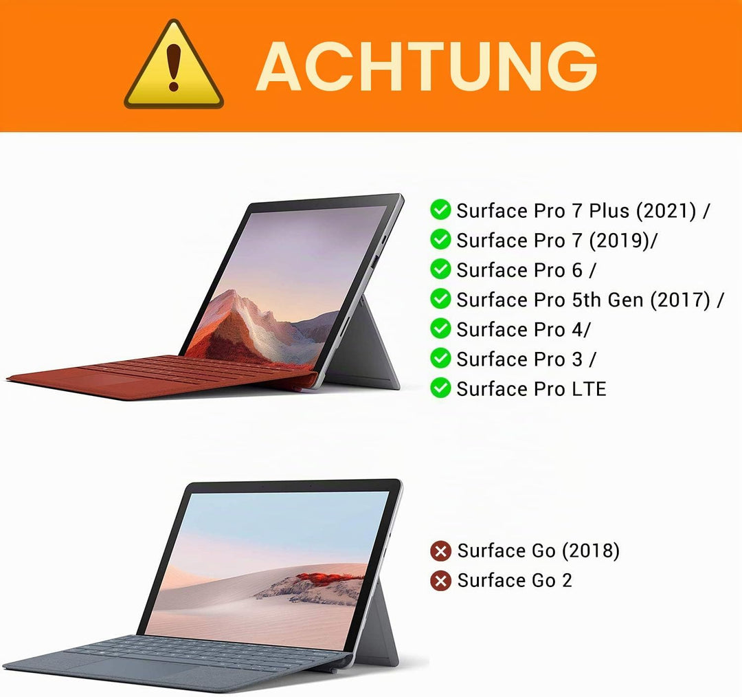 MoKo Type Cover Tastatur Kompatibel mit Microsoft Surface Pro 7 Plus/Pro 7/6/5/4/3, QWERTY Layout Bl