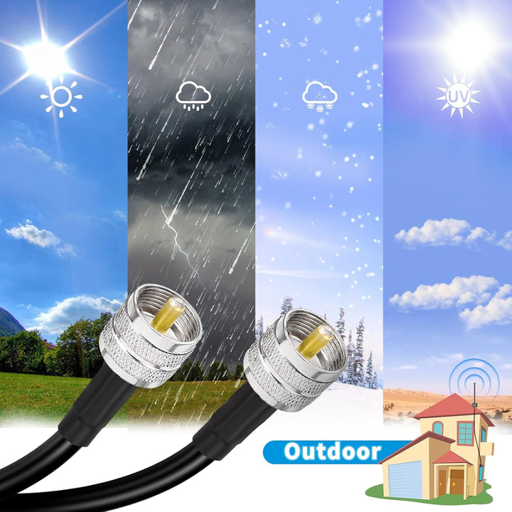 Superbat PL259 Kabel 600cm, RG8X Koaxialkabel mit geringem Verlust und PL-259 UHF Stecker für UHF Du