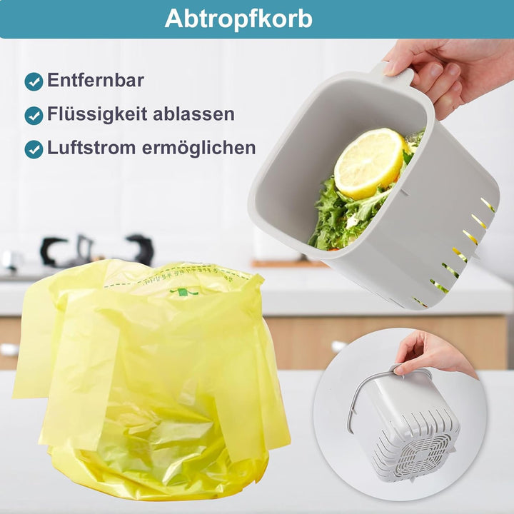 Biomülleimer Küche, 4L Biomülleimer Küche für alltäglichen Biomüll, Bio Mülleimer mit Deckel, Geruch
