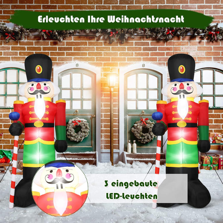 COSTWAY 240CM Aufblasbarer Nussknacker-Soldat, Weihnachtsmann Soldat mit 3 LED-Leuchten, Weihnachtsd