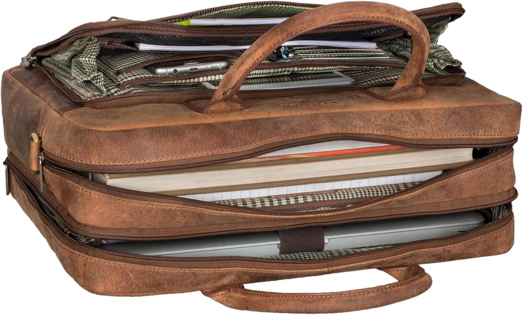 STILORD 'Dawson' Leder Aktentasche Umhängetasche mit Laptopfach 15,6 Zoll Vintage Bürotasche DIN A4