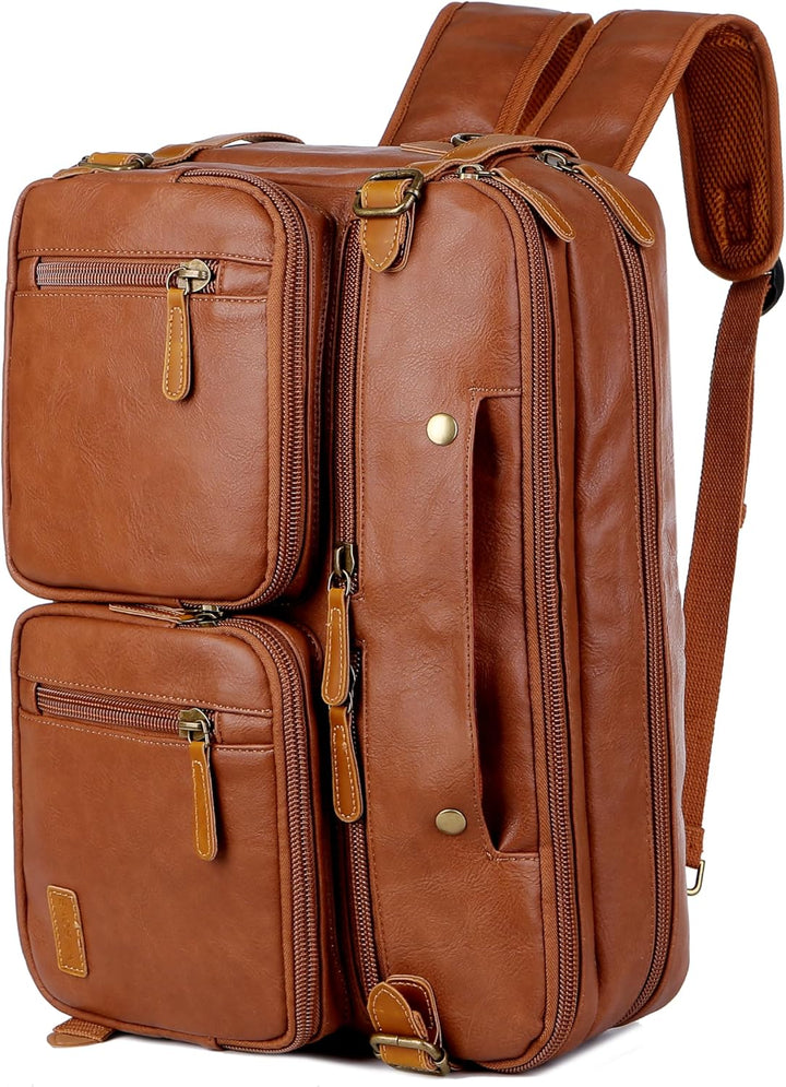 Baosha Herren PU Leder Aktentasche Rucksack Hybrid 17 Zoll Laptoptasche Messenger Bag Business Umhän