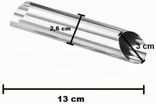 Cannoli Backform (13 cm x 3 cm), 20 St Röhrchen - EXTRA BREIT aus Edelstahl, Backform, Gerade Röhren