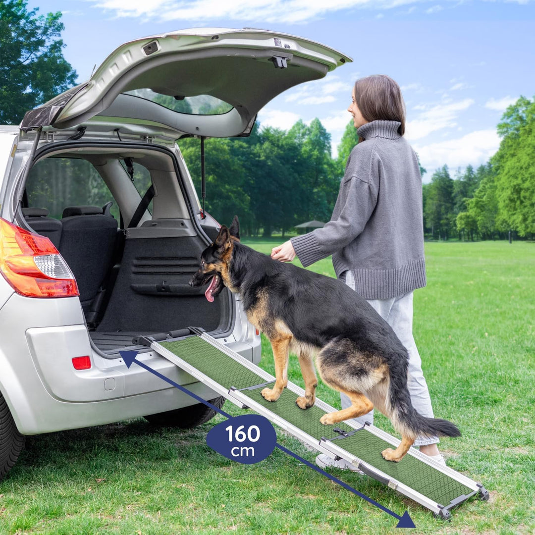 Hunderampe Auto Klappbar - Stabile und rutschfeste Hundeleiter Auto & SUV bis zu 90kg Belastbar - Te
