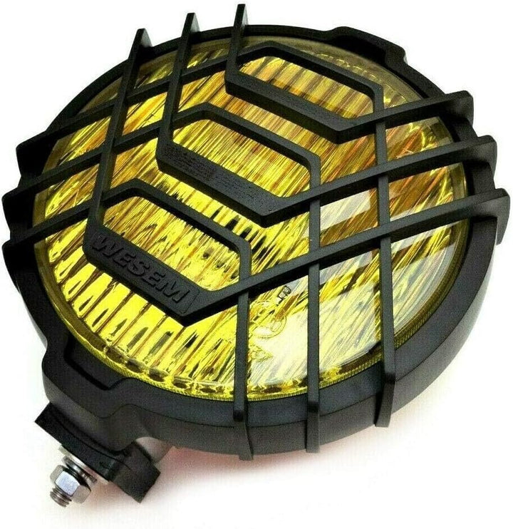 MelTruck® 2x Gelb Rund H3 Halogen 12V 24V Nebelscheinwerfer mit Schutzgitter mit Glühbirnen 12V