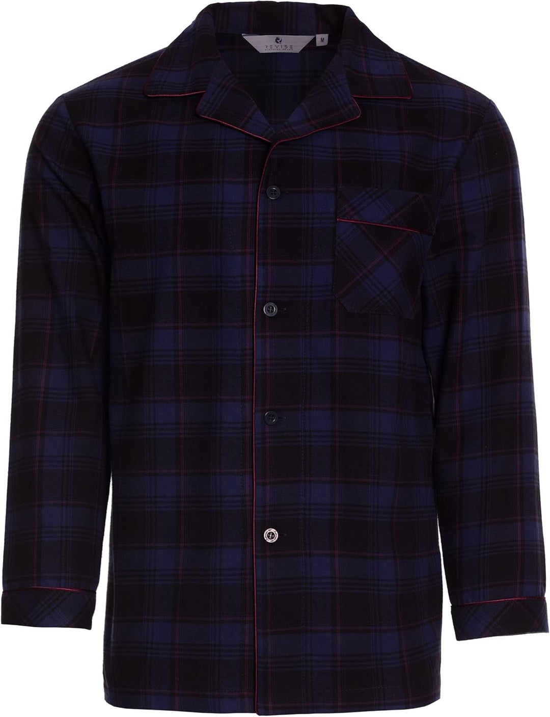 Revise RE-911 Schlafanzug für Herren - Lang - Flannel 100% Baumwolle - Pyjama - M Dunkelblau 1034, M