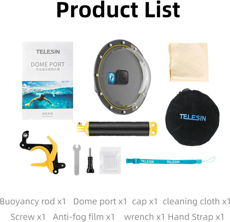 AFAITH Dome Port Kamera Zubehör für GoPro Hero 9 Hero 10 Black Hero 11 Black, Unterwasser 6" GoPro D