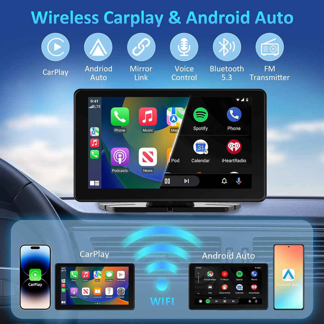 Carplay Display Autoradio, 7 Zoll HD IPS Android Auto Display, Wireless Apple Carplay Bildschirm mit