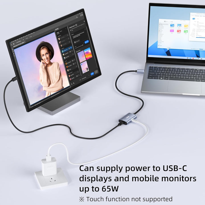 8K@30Hz / 4K@144Hz DisplayPort-auf-USB-C-Adapter mit PD 65W-Ladefunktion, Graphit-Kabel, DisplayPort