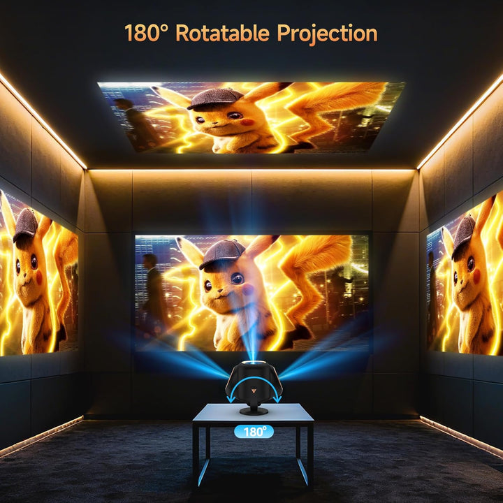 Mini Beamer 4k Heimkino, tragbarer Projektor Native 1080P Unterstützung 4K mit um 180° verstellbarem