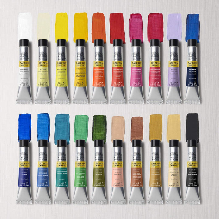 Winsor & Newton 2190606 Galeria Acrylfarben Set, Mehrfarbig, 20 Farben Starterset, 240 Milliliter Ga