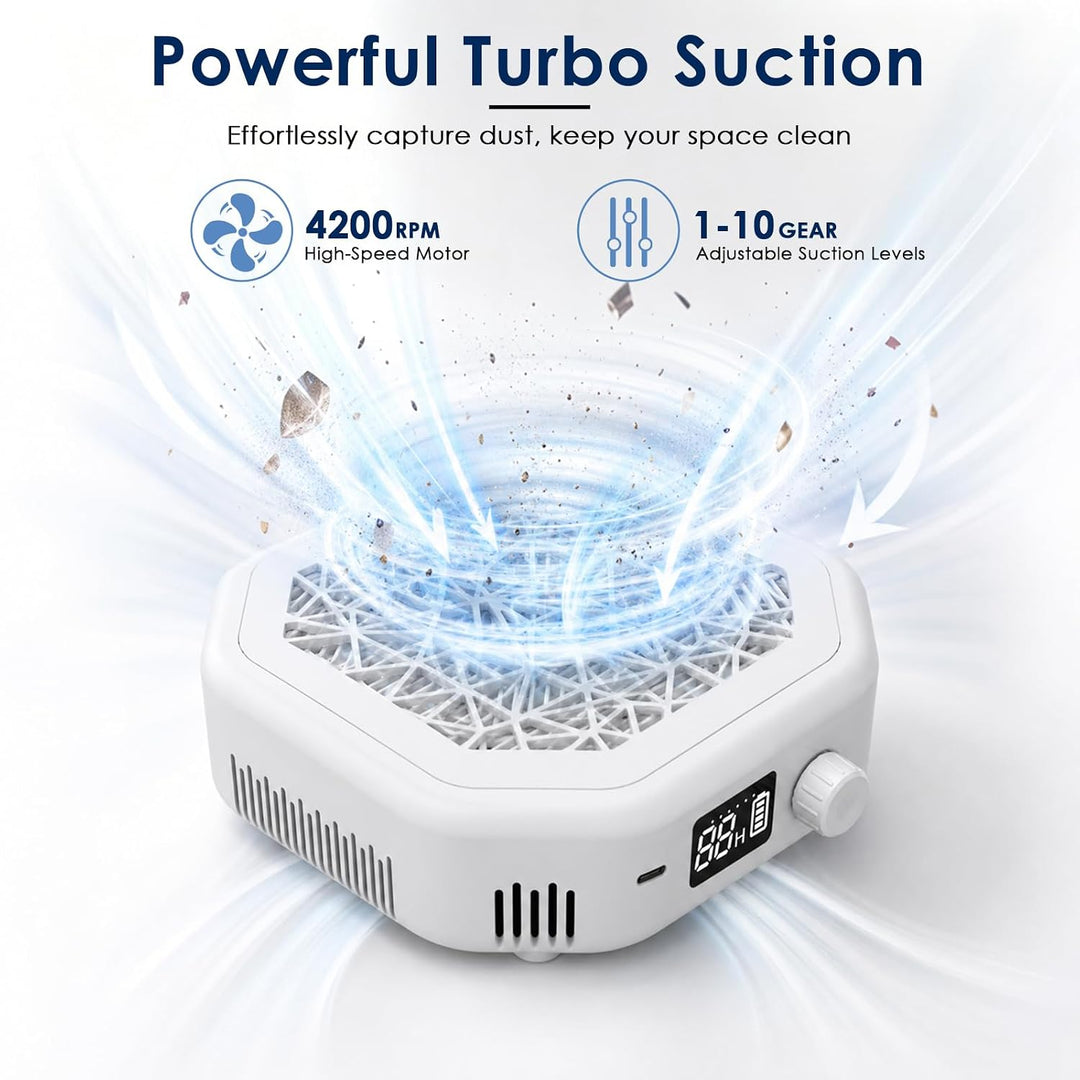 Nagelstaubabsauger Kabellos 4200 RPM | 1–10 Stufen Saugkraft | 4000mAh Akku Nail Dust Collector, 50d