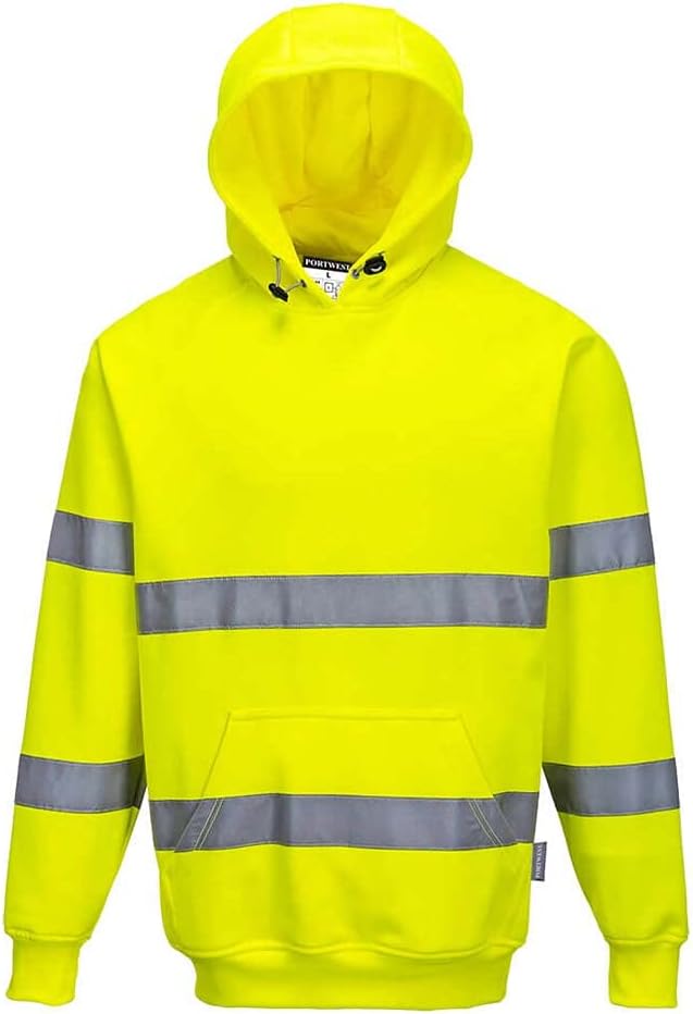 Portwest Warnschutz-Kapuzen-Sweat-Shirt, Grösse: L, Farbe: Gelb, B304YERL L Gelb, L Gelb