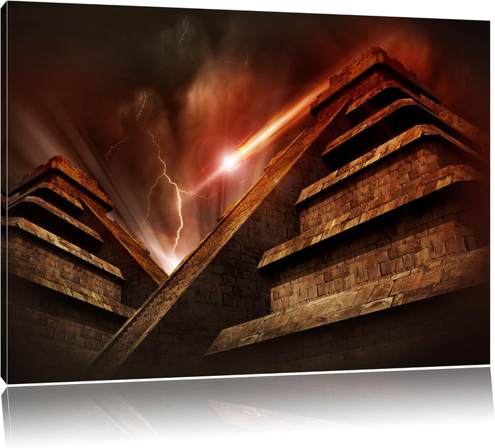 Majatempel bei Gewitter, Format: 100x70 auf Leinwand, XXL riesige Bilder fertig gerahmt mit Keilrahm