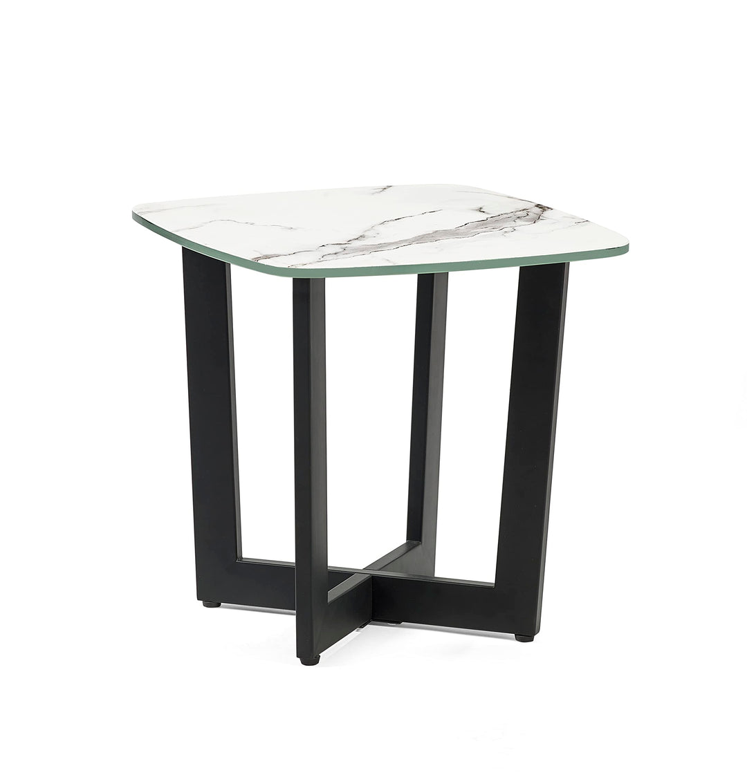 Julian Bowen Olympus Beistelltisch, weisse Marmoroptik Modern, zeitgemäss, Modern, zeitgemäss