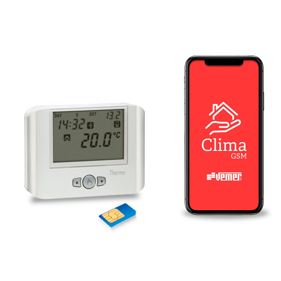 VEMER VE715900 THERMO GSM - Digitale Heizungsthermostat mit GSM Modul, Thermostat mit Fernbedienung