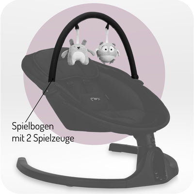 MoMi KENANI ONYX Babywippe für Babys bis 9 kg, mit LED-Display, Fernbedienung & Bluetooth für Smartp