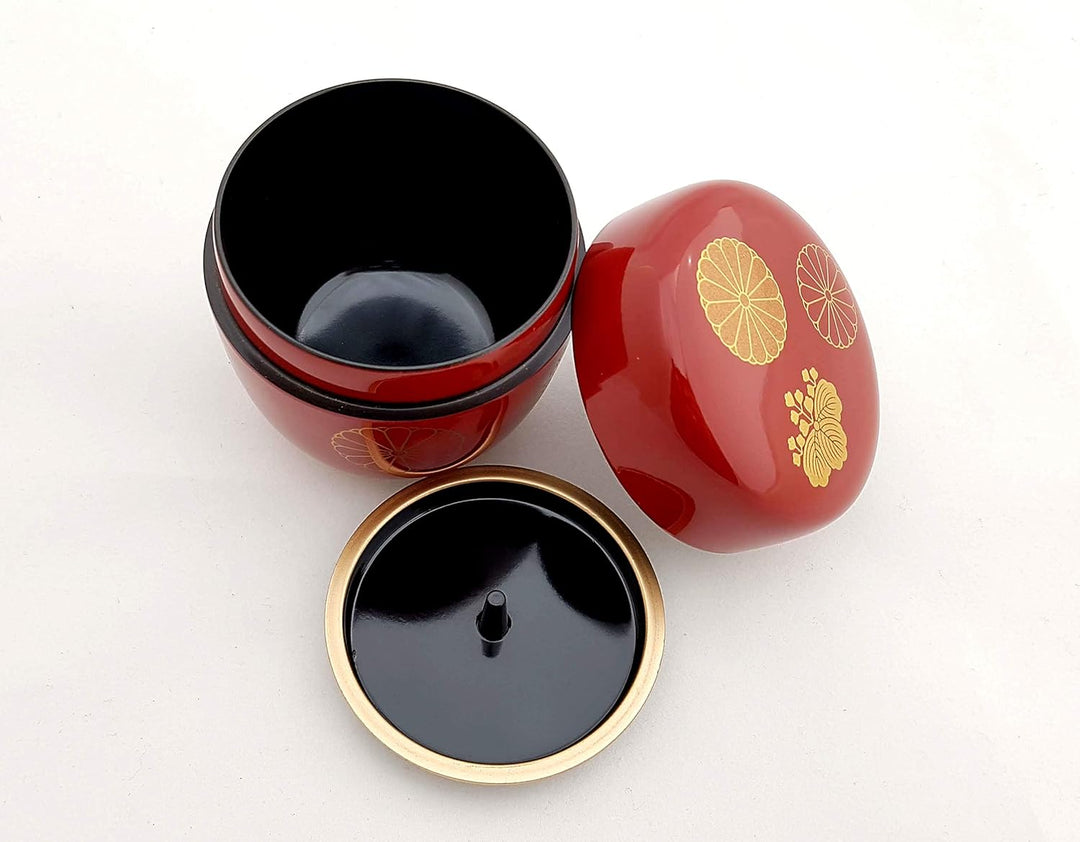 Japanische Matcha Teedose NATSUME Rot hergestellt in Japan Ø 6,7 cm H.6,7 cm