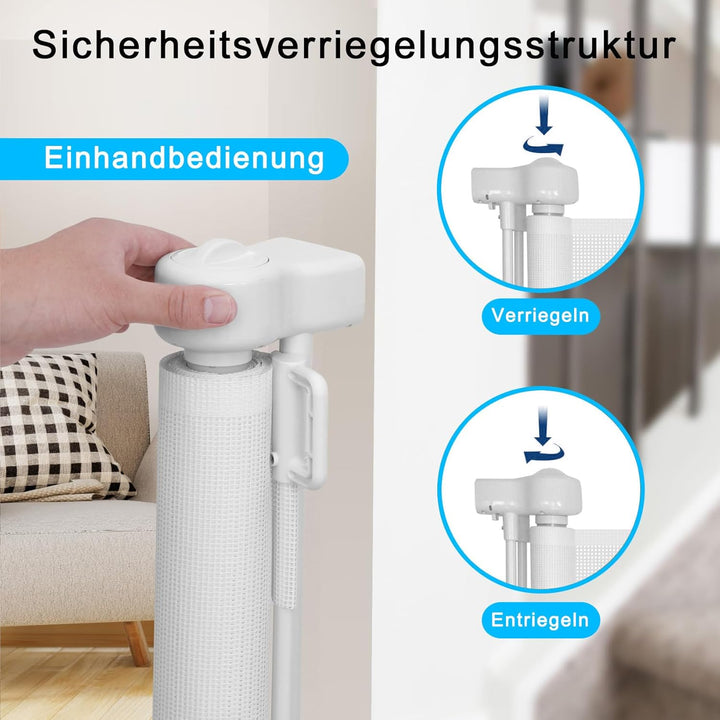 Wodondog Baby-treppenschutzgitter,0-150 cm, 83 cm Hoch,türschutzgitter ausziehbar, Einhändig Bedienb