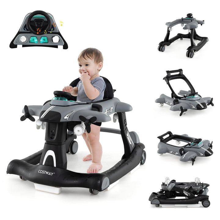COSTWAY 6 in 1 Lauflernhilfe, Lauflernwagen klappbar mit verstellbarer Höhe & Geschwindigkeit, Baby