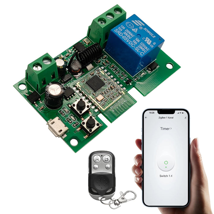 Jane Eyre Zigbee Tuya Smart 1 Kanal Smart Relais mit 433 RF Fernbedienung, USB5V DC7-32V augenblickl