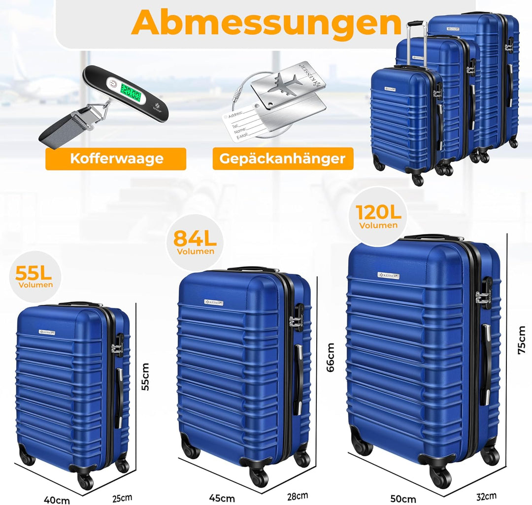 KESSER® 3tlg. Hartschalenkofferset Hard Shell Basic Hartschalenkoffer Trolley Koffer Reisekoffer Rei