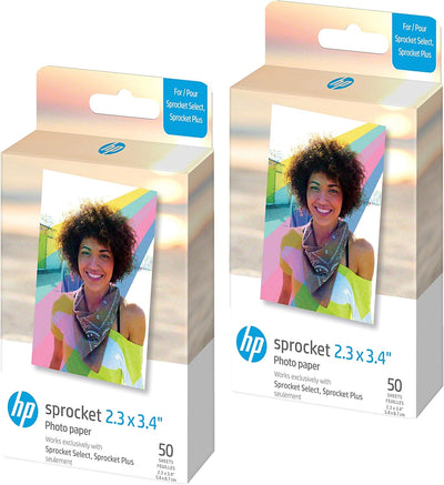 HP Sprocket Portable 5.8x8.7 cm Sofortbilddrucker (Weiss) & HP Sprocket 2,3 x 3,4 Premium Instant Zi