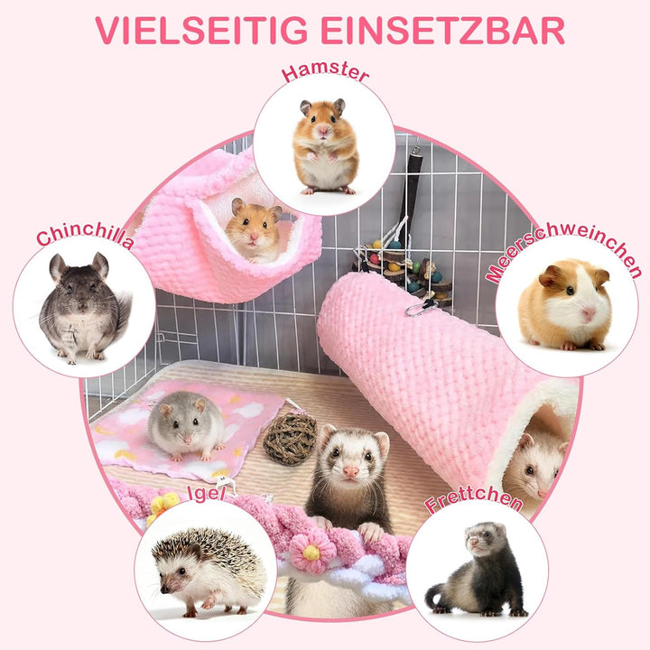 5 Stück Meerschweinchen Hängematte für Ratten Frettchen Hängematte für Kleintier Weich Warmes Fleece
