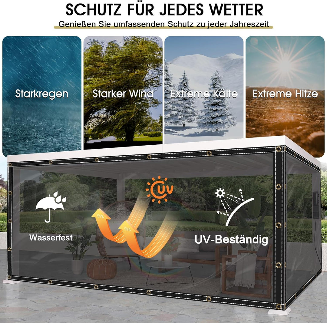 Sonnenschutz UV-Schutz Teilweise Transparente Plane mit ösen 400g/m² 2x3m, Abdeckplane Zeltplane Was