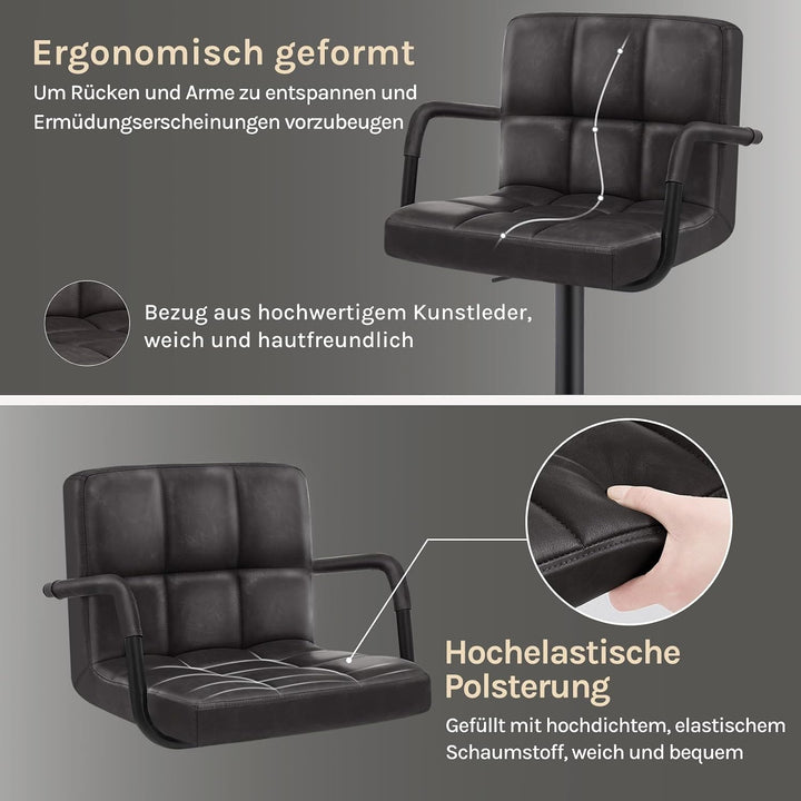 WOLTU Barhocker 2er Set Barstuhl Tresenhocker Bistrohocker Designer Hocker mit Rückenlehne, Kunstled