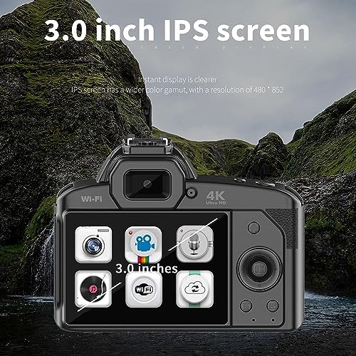 DSLR-Kamera, D5 F=2,7, 2,95 mm, 4K, 64 MP, 16-facher Zoom, Digitalkamera, HD-Nachtsicht, 120° Weitwi