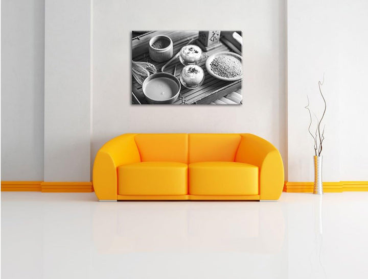 Pixxprint dekorierter Matcha Tee als Leinwandbild | Grösse: 100x70 | Wandbild| Kunstdruck | fertig b
