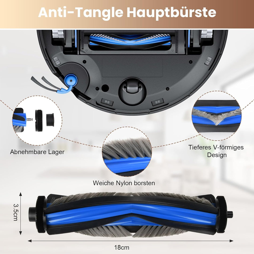 21 Stück Zubehör für Ecovacs X11 OMNICYCLONE Saugroboter, Ersatzteile mit 1 Hauptbürste, 4 Wattefilt