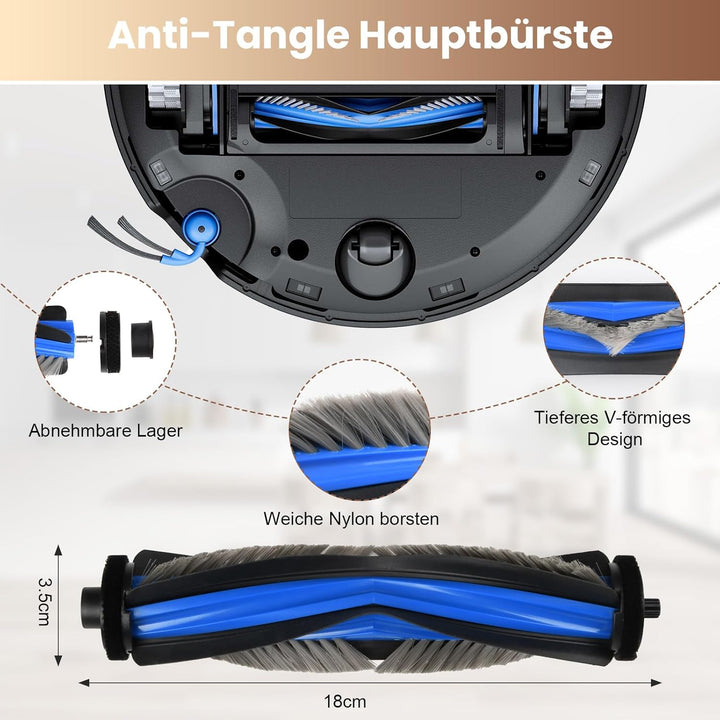 21 Stück Zubehör für Ecovacs X11 OMNICYCLONE Saugroboter, Ersatzteile mit 1 Hauptbürste, 4 Wattefilt
