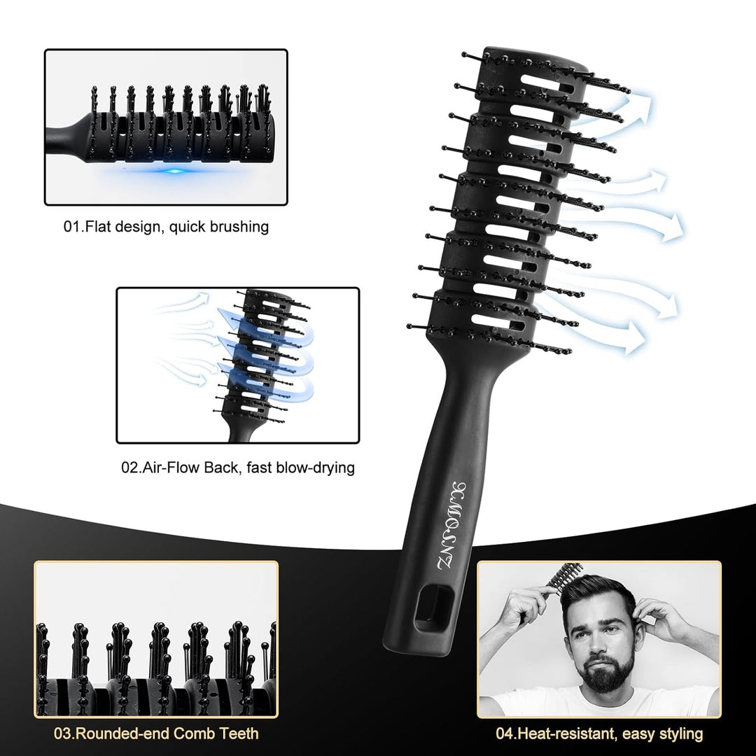 8 Stück Kamm Männer Lockenbürste, Quiff Roller Brush Für Das Hinzufügen Von Volumen, Haarbürste Herr