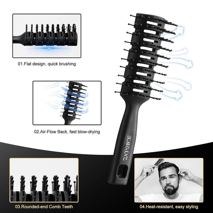 8 Stück Kamm Männer Lockenbürste, Quiff Roller Brush Für Das Hinzufügen Von Volumen, Haarbürste Herr