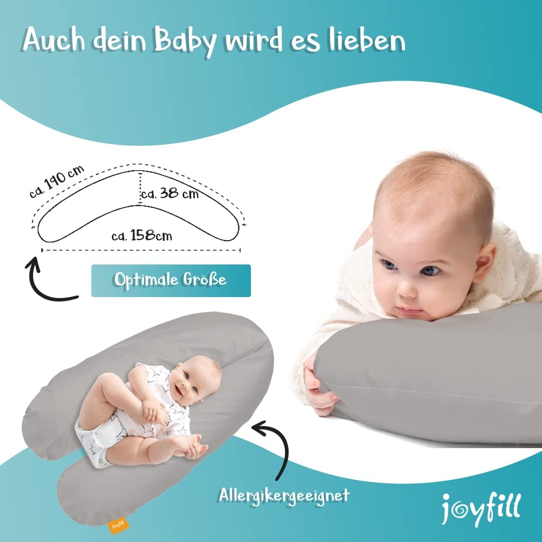 joyfill® Stillkissen Mikroperlen 190cm I Schwangerschaftskissen - Made in Germany I Ideal zum Schlaf